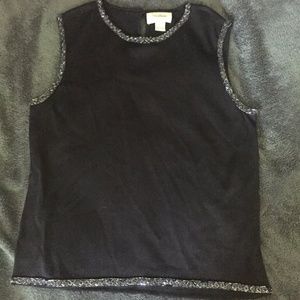 NEIMAN MARCUS 100% Silk Top Black Sleeveless S